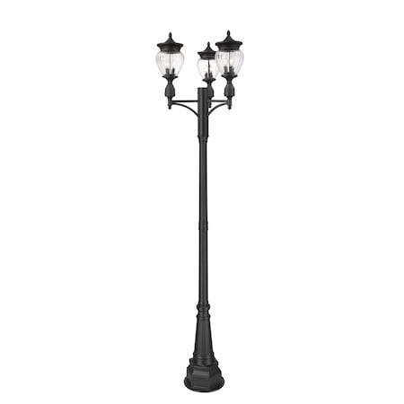 Z-Lite Davina 3 Light Outdoor Post Mounted Fixture, 31.5in. W x 115.25in. H, Black 5016PHMR-3-564P-BK